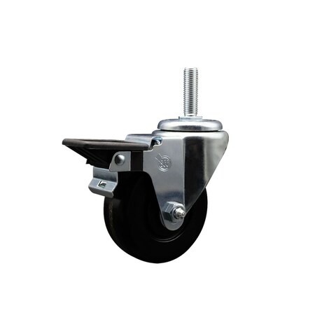 Service Caster 35 Inch Phenolic Wheel Swivel 58 Inch Threaded Stem Caster with Brake SCC SCC-TS20S3514-PHS-PLB-58212